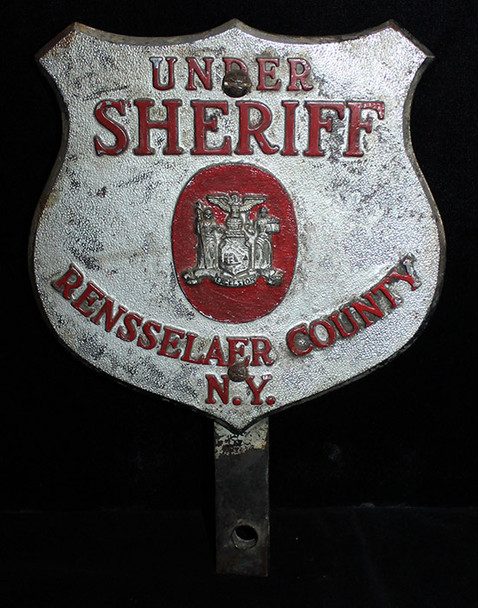 Great, Huge, 1920's Auto Badge for an Under Sheriff of Rensselaer County, New York
