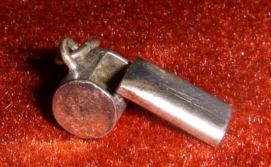 Cool Vintage 1940s - 1950s Police Whistle Charm in Sterling Silver