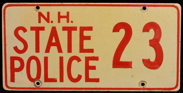 Ext. Rare 2nd Issue 1950s NH State Police Lic. Plate Painted OVER a FIRST ISSUE PLATE