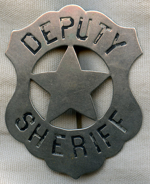 1880s - 90s HUGE Old West Stock Deputy Sheriff Circle Star Cut Out Shield Badge by Quint
