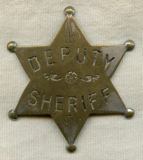 Great 1890s "Old West" Stock Deputy Sheriff 6-Point Star Badge