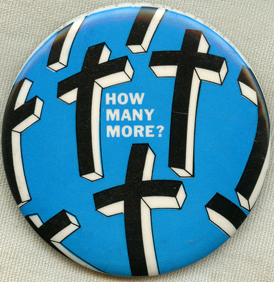1969 Anti-Vietnam War Peace Protest Celluloid Button How Many More