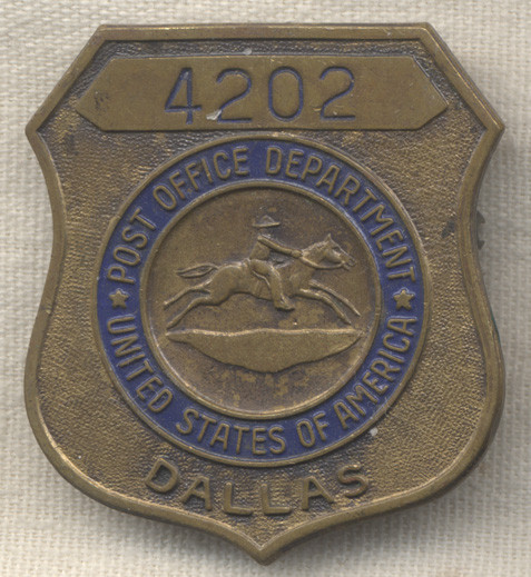 1950's United States Postal Badge from Dallas, Texas #4202