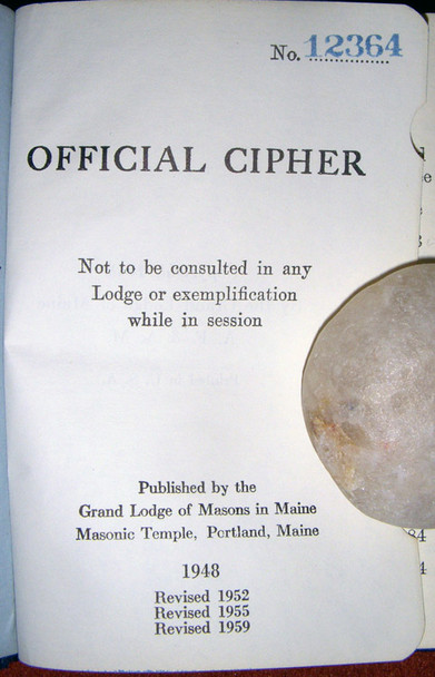 1948 Edition Serial #'ed Masonic Cypher Book from Maine (Revised 1959)