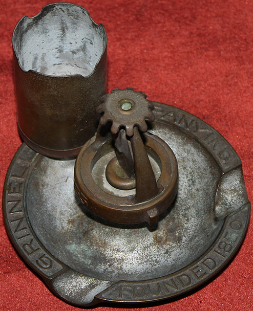 1890's Grinnell Sprinklers Advertising Cigar Ashtray with Match Holder