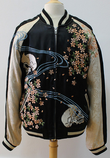 Japanese Tree Jacket Vintage Look Reversible Japan Jacket with Skulls & Cherry Blossoms ...