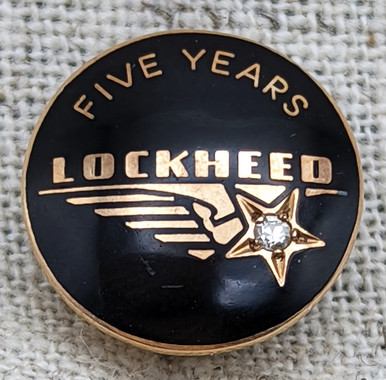 Lockheed Project Pin Nice WWII Era 10K Gold Lockheed Aircraft 5 Year Service Pin by KAAG