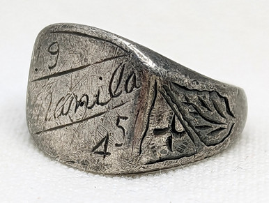 1945 Silver Manila PI Souvenir Ring Originally Owned by US Army MP