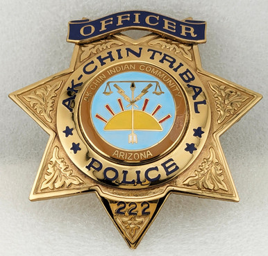 Beautiful Late 1980s AK-Chin Tribal Police Officer Badge #222 by