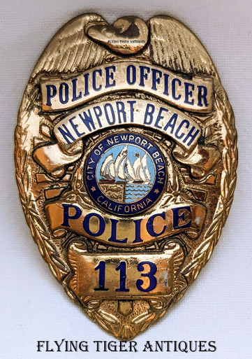 Beautiful Early 1970s Newport Beach CA Police Officer Badge #113