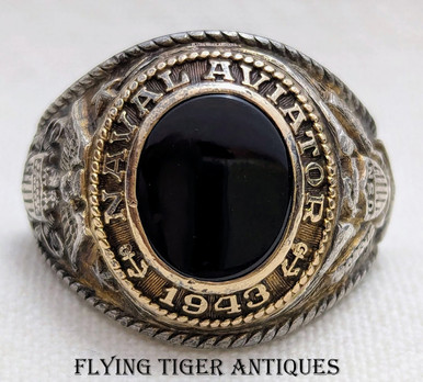 Gorgeous & Rare WWII 1943 USN Naval Aviator Ring From Corpus