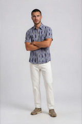 Halona Ikat Constellation Short Sleeve Shirt – Light Blue