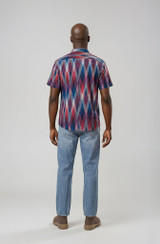 Halona Ikat Camp Shirt - Vibrant Blue Purple Red
