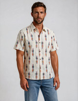 Halona Ikat Skyline Short Sleeve Shirt – Light Beige