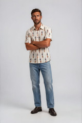 Halona Ikat Skyline Short Sleeve Shirt – Light Beige