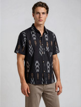 Halona Ikat Arrow Short Sleeve Shirt - Black