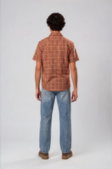 Block Print Orange Stars in Circles Shirt
