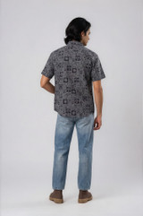 Halona Native Symbols Block Print Short Sleeve Shirt - Black