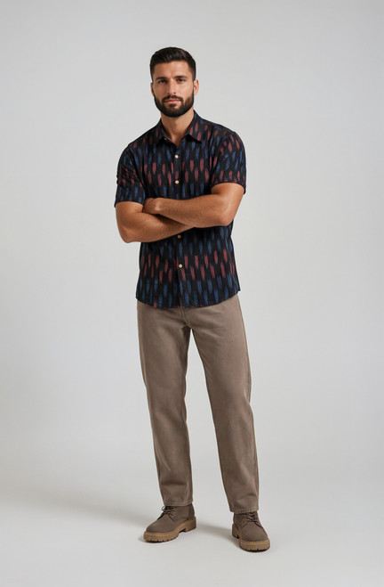 Halona Midnight Ikat Short Sleeve Shirt