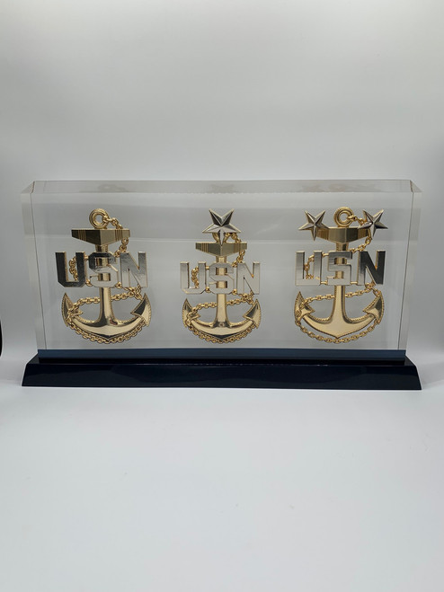 PromilleoGlass BallistiGlass Navy CPO, SCPO, & MCPO, Medium, Gold, Clear Background (Front)