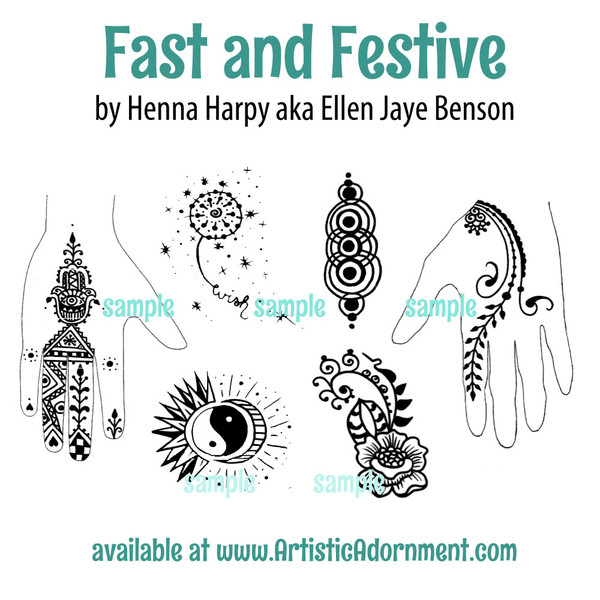 Sample - Free henna designs from Fast and Festive by Henna Harpy - www.ArtisticAdornment.com