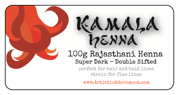 Kamala Henna - super intense, dark color Rajasthani henna powder.