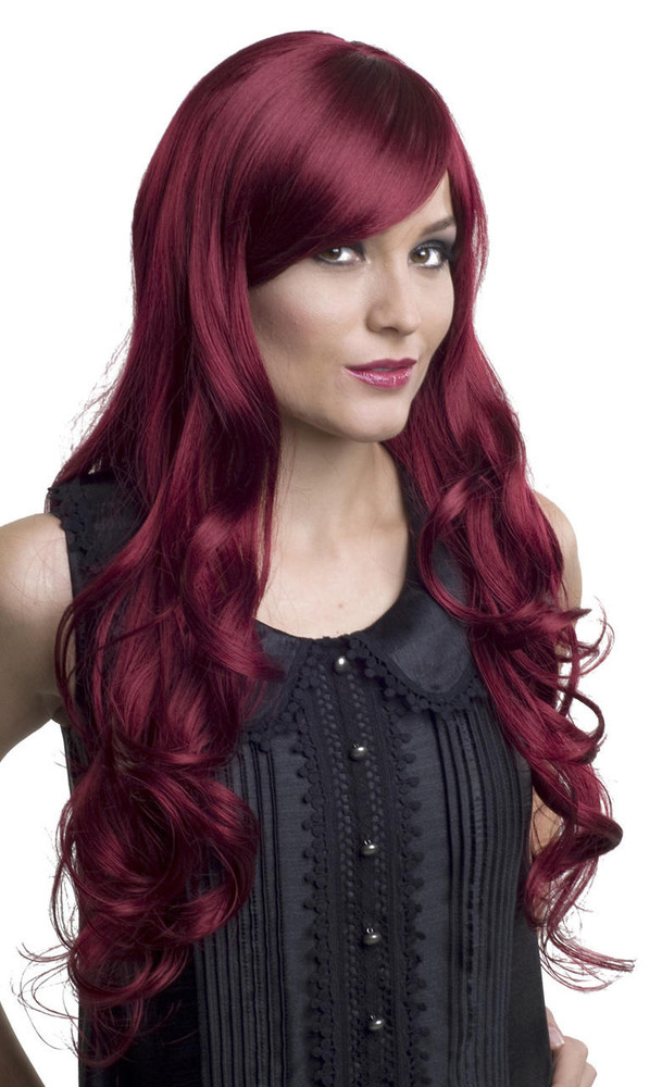 Enigma Very Long And Wavy Womens Auburn Wine Burgundy Cosplay Anime Wig
