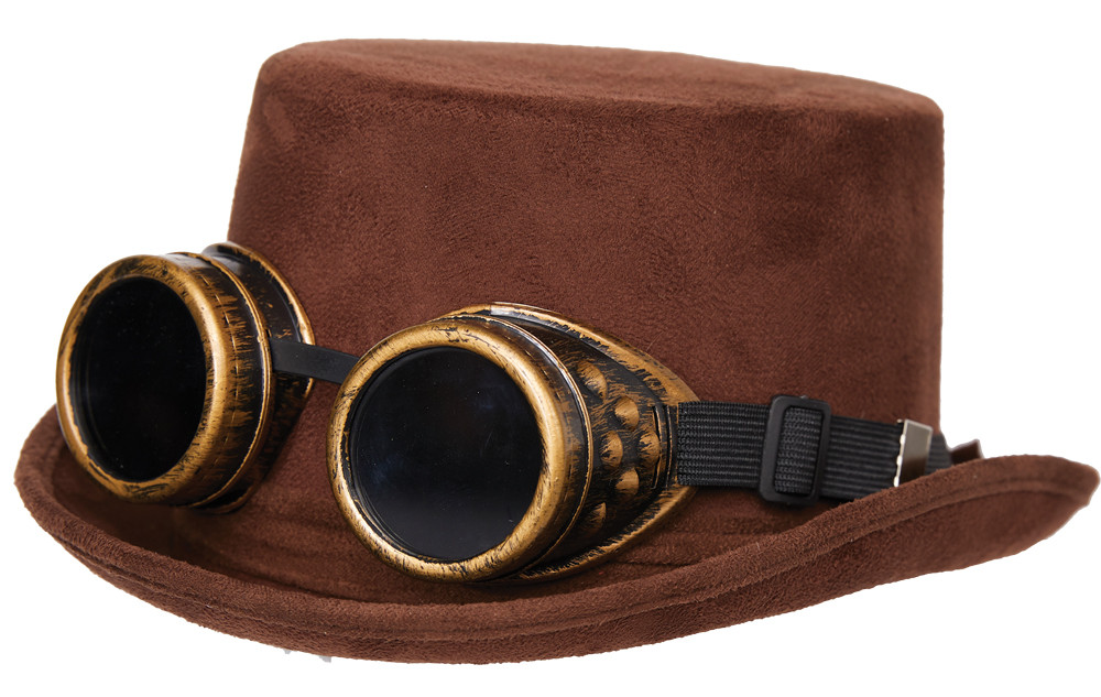 Underwraps Faux Suede Hat w/ Goggles Adult