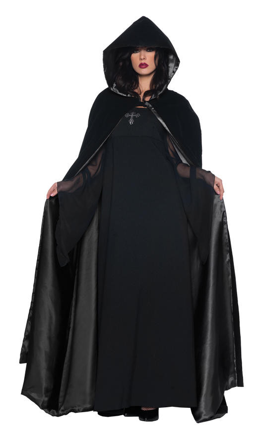 Underwraps Underwraps 63 Deluxe Velvet and Satin Cape - Black