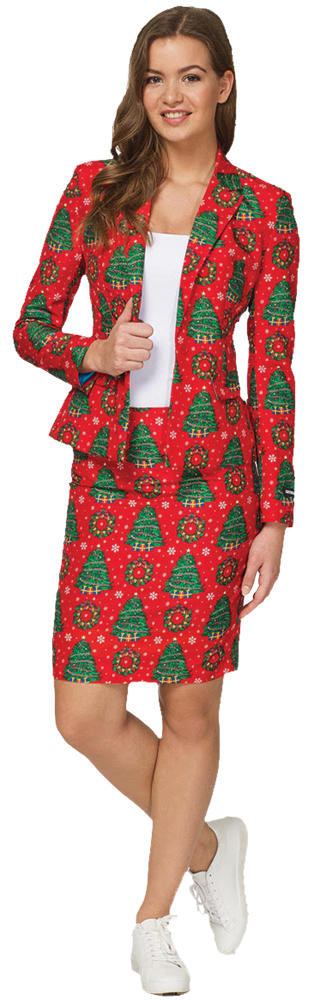 OppoSuits USA OppoSuits USA Womens Red Christmas Tree Suit