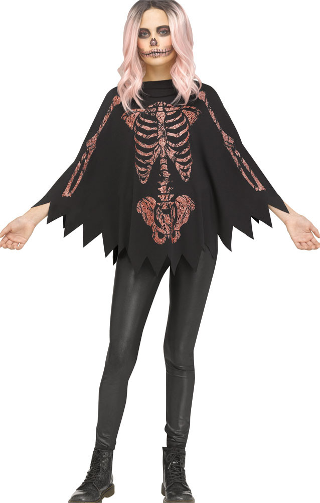 Poncho Shimmer Skeleton Child