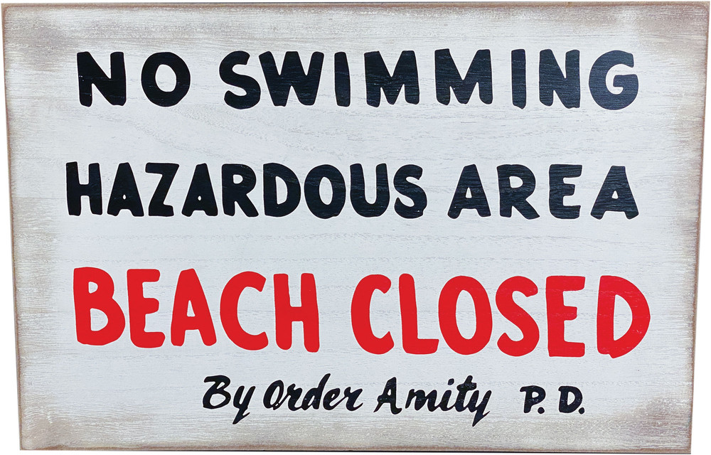 Jaws No Swimming Wood Sign