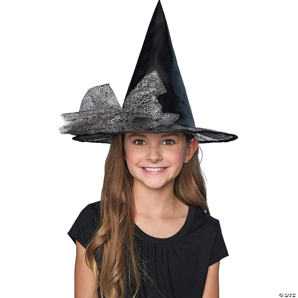 Kid's Black Witch Hat with Tulle Bow
