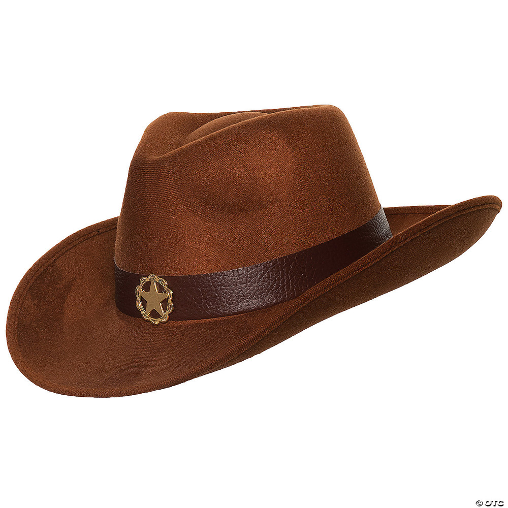 Adult's Brown Cowboy Sheriff Hat with Hatband
