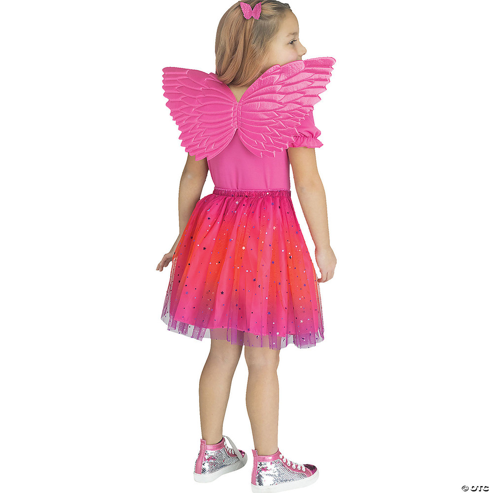 Kids Metallic Pink Fabric Foam Child Wings 