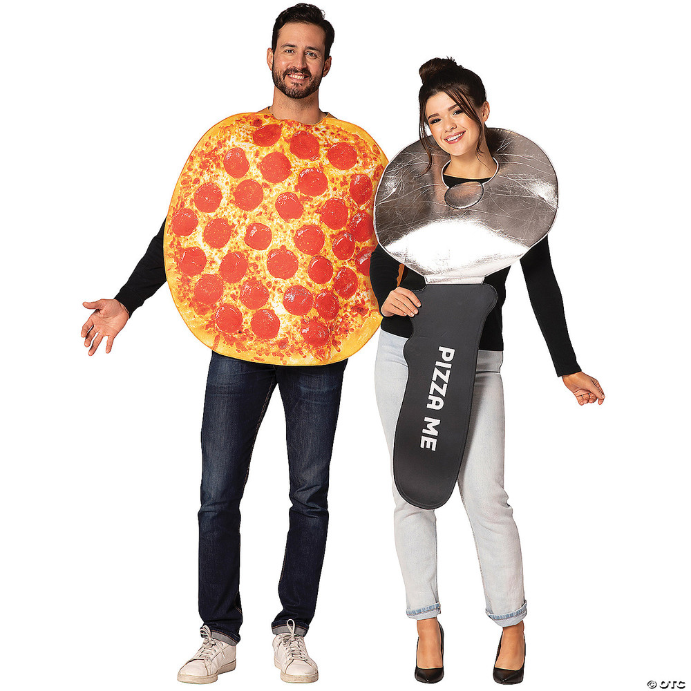 Pepperoni Pizza & Pizza Cutter Adult Couples Costume
