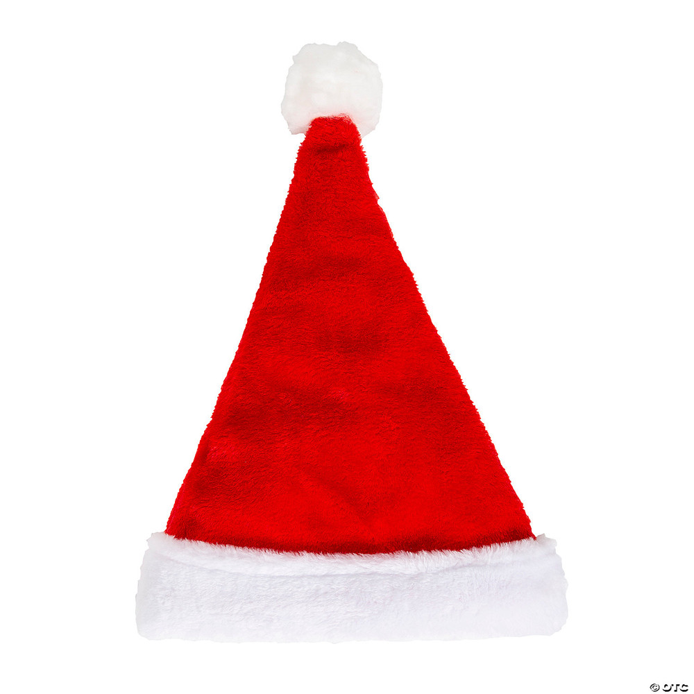 Santa Hat Plush W White Pompom