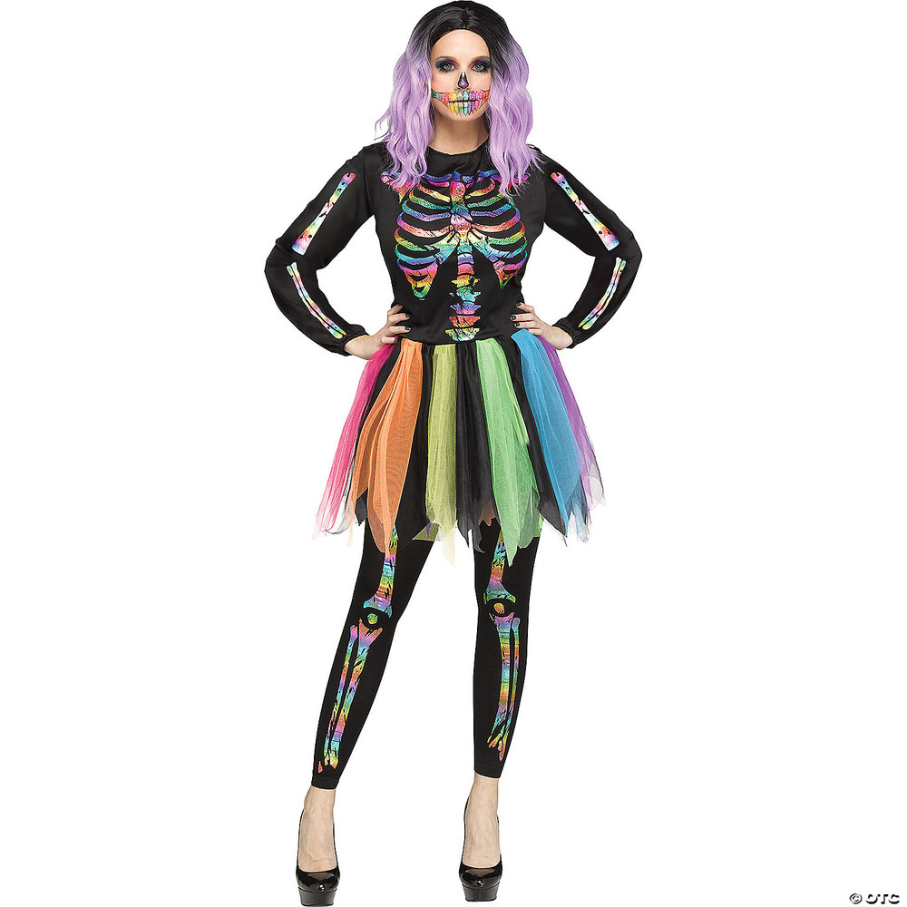 Adlt Skeleton Rainbow Foil Sm/Md