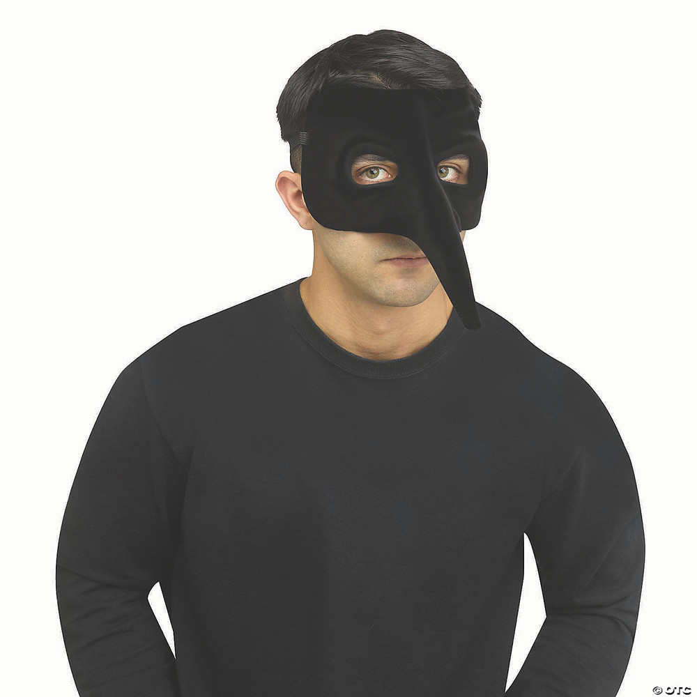 Adults Black Velvet Venetian Raven Half Mask