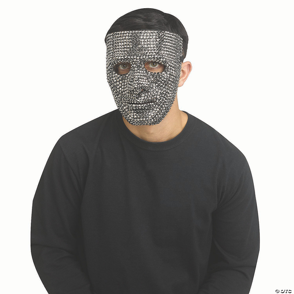 Adults Silver Rhinestone Bling Plastic Full Mask