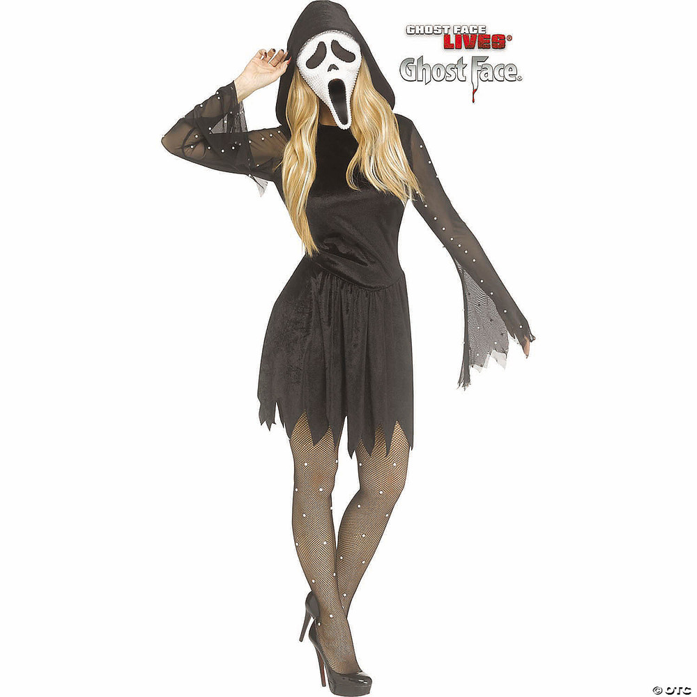Adults Ghost Face Pearl Velour Dress Costume