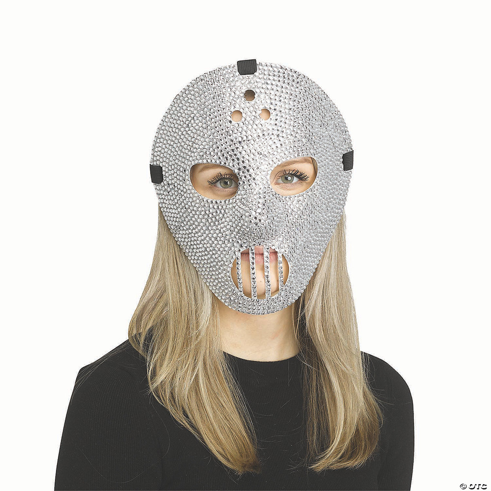 Adults Silver Rhinestone Bling Hockey Full Mask