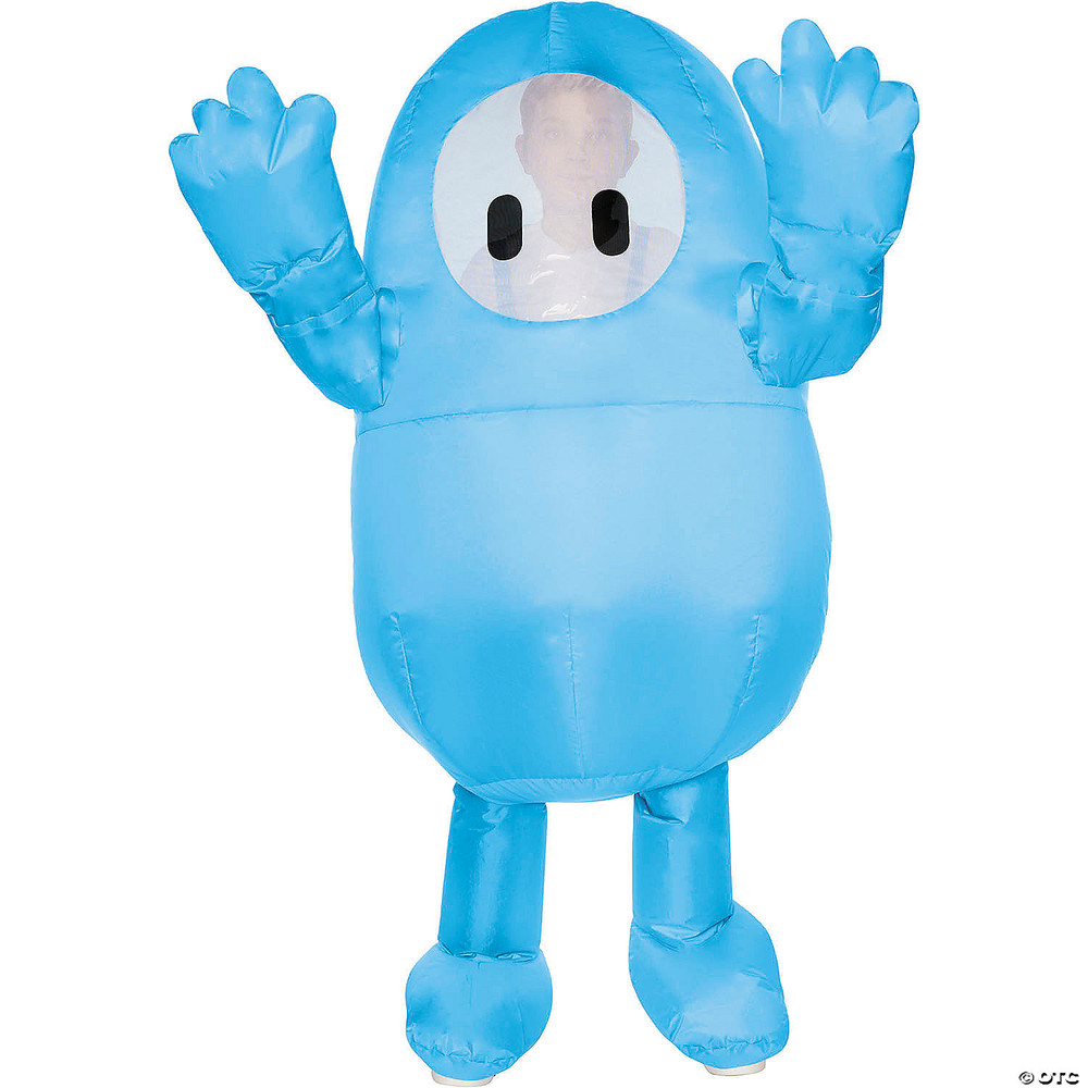 Kids Inflatable Fall Guys Blue Polyester Jumpsuit Blue Costume - Fits up to Size 14