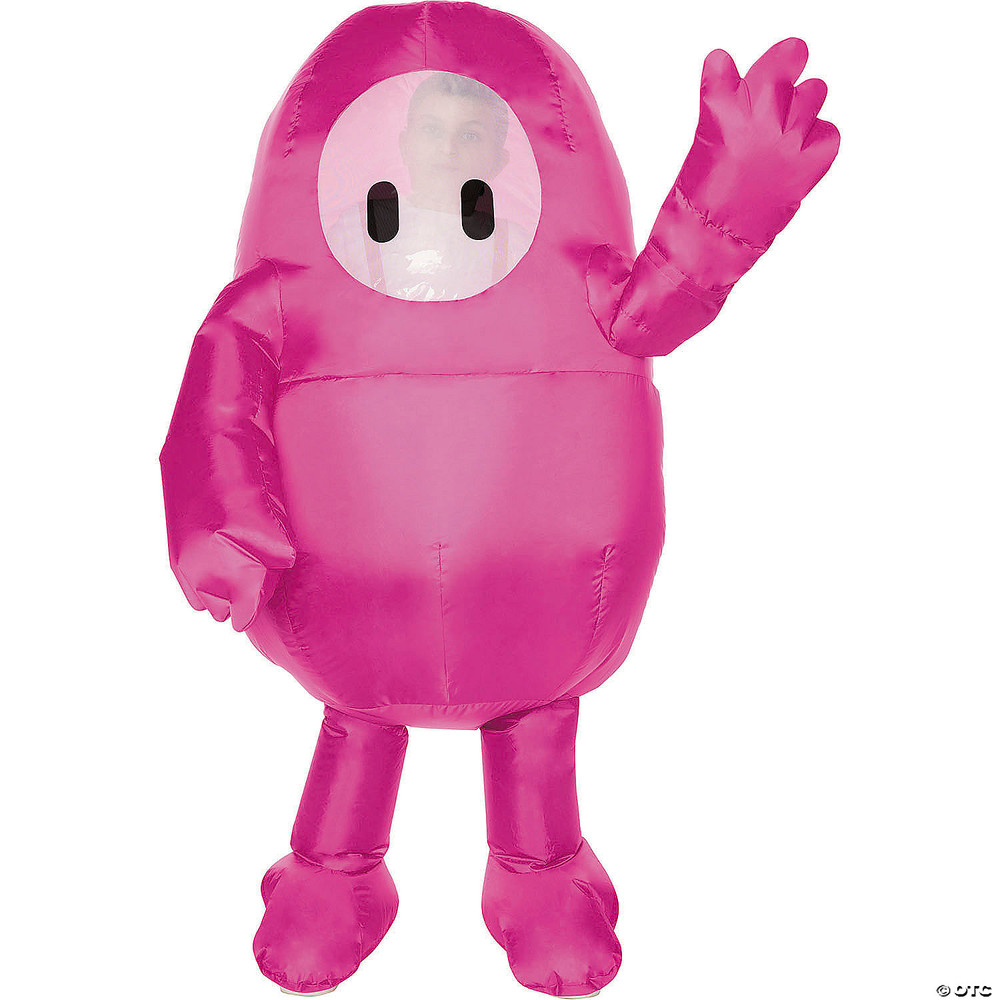 Kids Inflatable Fall Guys Pink Polyester Jumpsuit Pink Costume - Fits up to Size 14