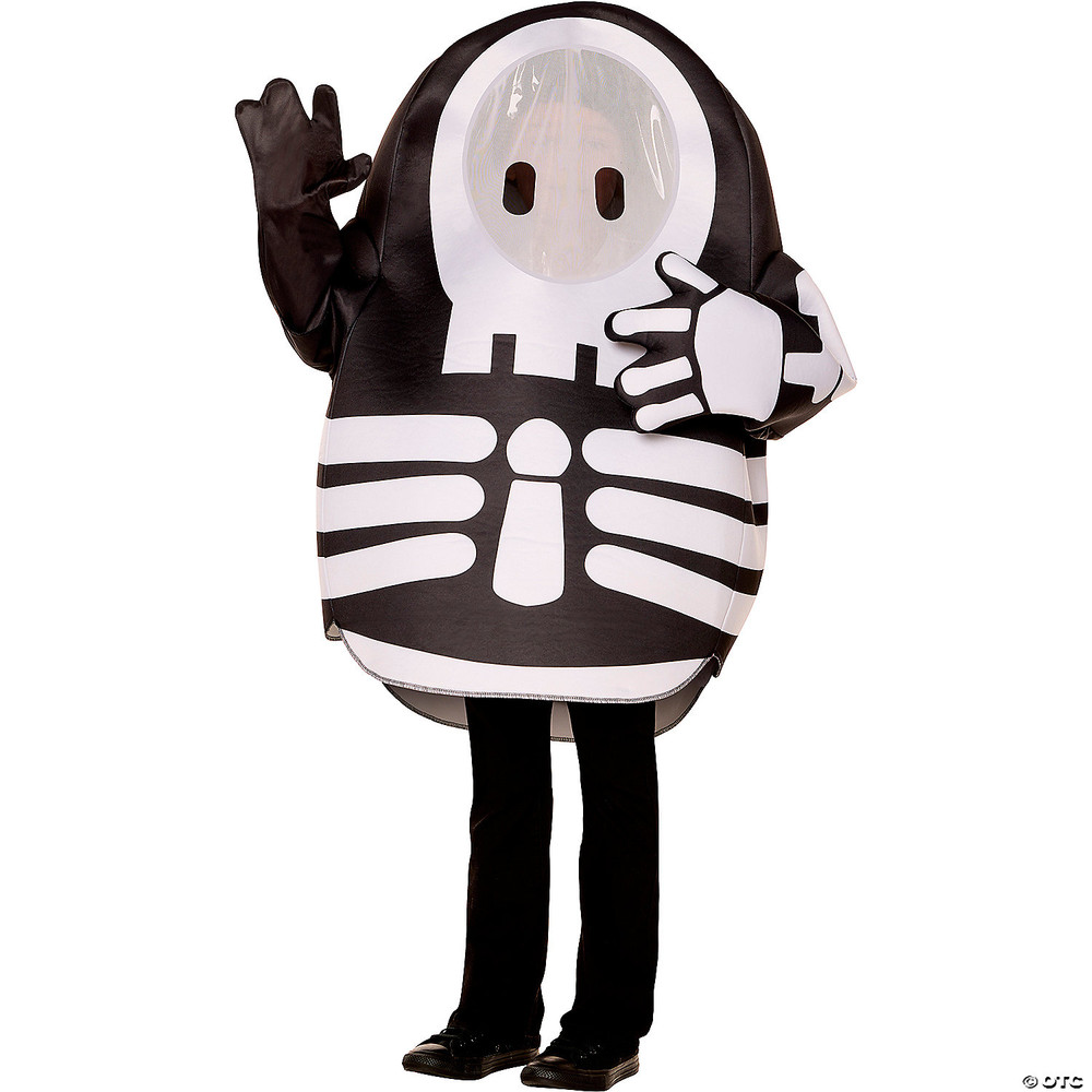 Kids Fall Guys Black & White Polyester Tunic Skelly Costume - Fits up to Size 14