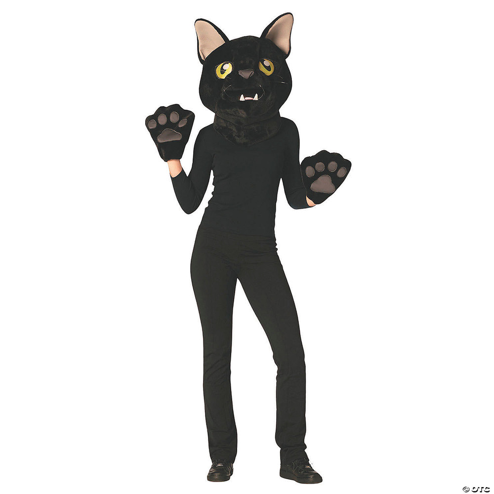 Adults Black Cat Mask & Paws Costume Kit
