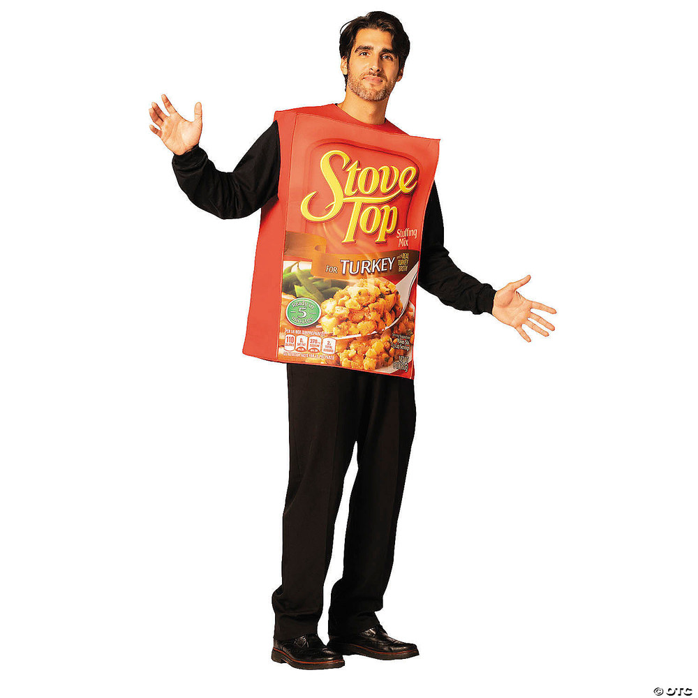 Adults Kraft Stove Top Turkey Stuffing Mix Box Tunic Costume