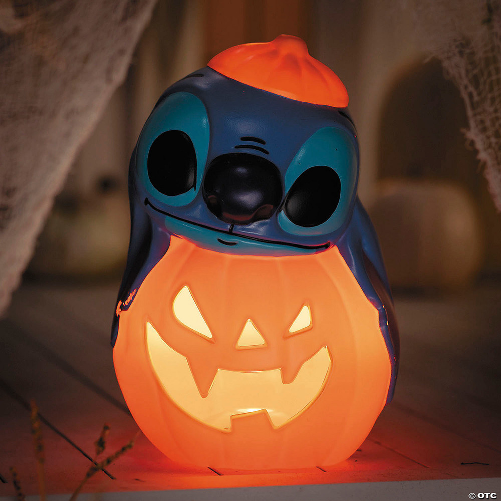 12" Light-Up Lilo & Stitch Stitch Pumpkin Stack Halloween Tabletop Decoration
