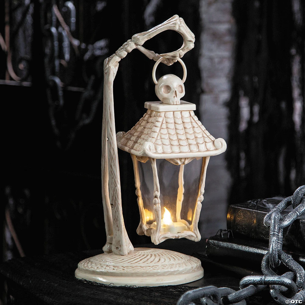 16 1/2" Light-Up Skeleton Crew Bone Lantern Halloween Tabletop Decoration