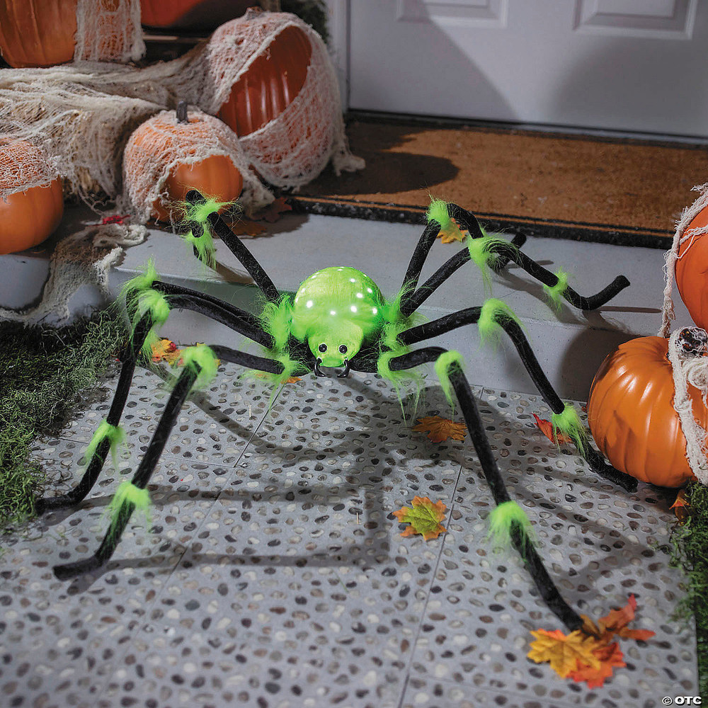 50" x 4" Green Illuminated Spider Halloween Decoration